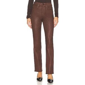 PAIGE Women's Stella Chocolate Brown Shimmer Boot Cut Jeans Size 32